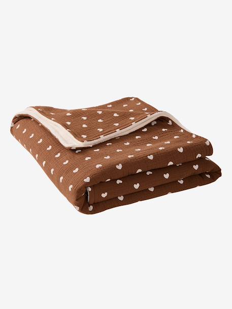 Cotton muslin and sherpa blanket chocolate 