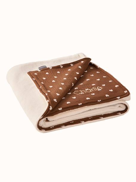 Cotton muslin and sherpa blanket chocolate 