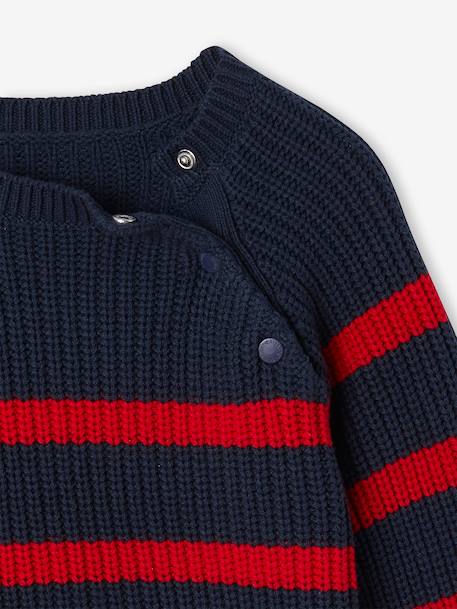 Striped Top for Boys bordeaux red+ecru+ink blue+medium blue+sage green 