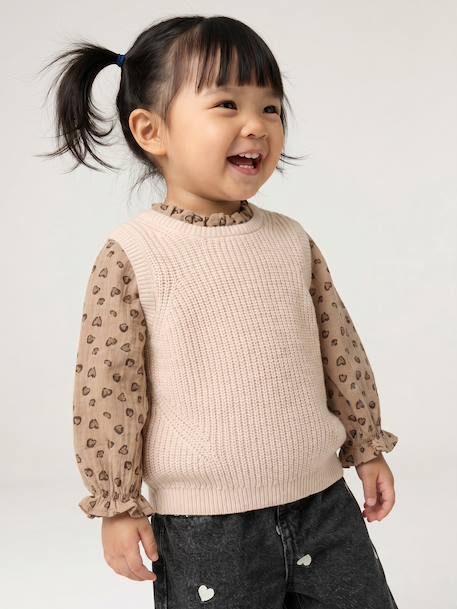 2-in-1 Jumper for Babies ecru+rosy+sky blue 
