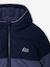 Hooded puffer jacket for boys blue+rust 