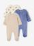 Pack of 3 baby sleepsuits with back opening marl beige+marl grey+sage green 