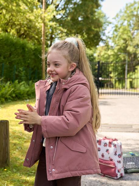 3-in-1 detachable parka for girls blush+navy blue 