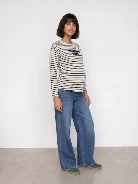 Wide-leg maternity jeans stone 