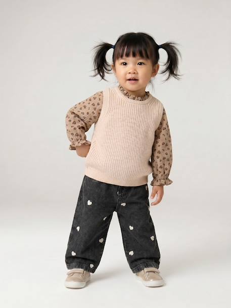2-in-1 Jumper for Babies ecru+rosy+sky blue 
