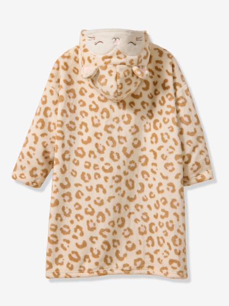 Fleece blanket poncho for girls ecru 