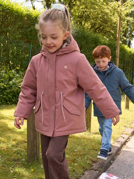 3-in-1 detachable parka for girls blush+navy blue 