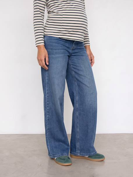 Wide-leg maternity jeans stone 