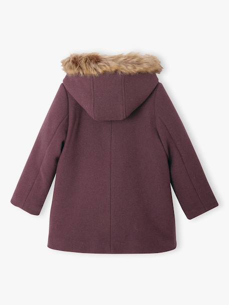 Hooded Duffel Coat with Toggles, in Woollen Fabric, for Girls blush+camel+grey green+plum 