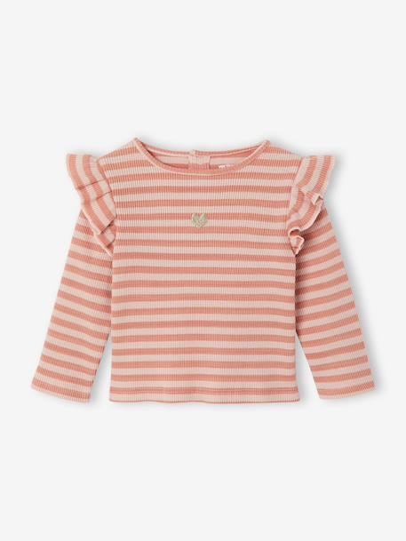 Long-sleeved T-shirt for baby girls rose+vanilla 