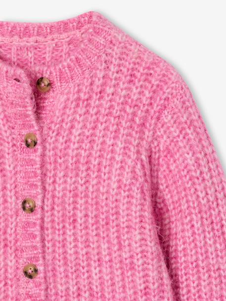 Loose-Fitting Soft Knit Cardigan for Girls marl grey+mint green+petrol blue+purple clover+rose 