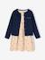 Dress & Jacket Outfit with Floral Print for Girls camel+grey green+navy blue+pale yellow 