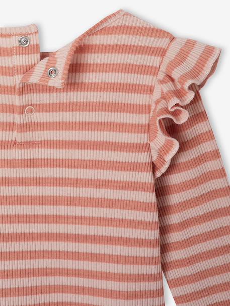 Long-sleeved T-shirt for baby girls rose+vanilla 