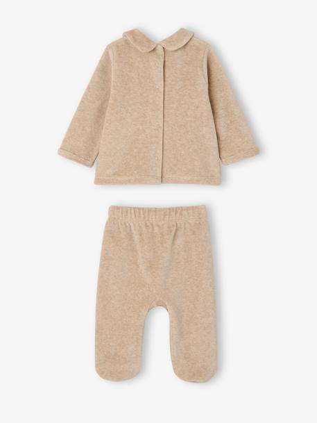 Pack of 2 pyjamas with back opening for baby girls marl beige 