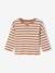 Long-sleeved striped T-shirt for baby cappuccino+khaki 