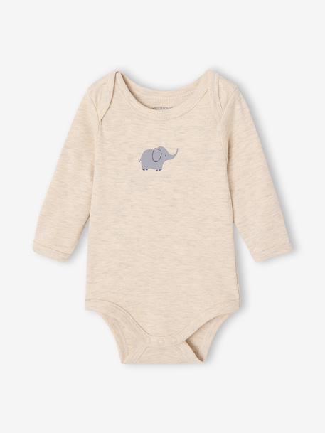 Pack of 5 long-sleeved bodysuits for baby cappuccino 