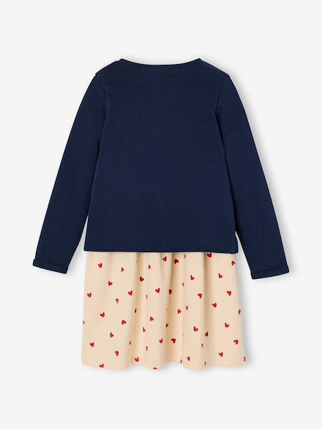 Dress & Jacket Outfit with Floral Print for Girls camel+grey green+navy blue+pale yellow 