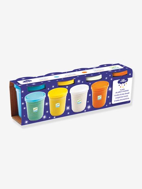 4 Tubs of Modelling Glittery Play Dough, DJECO Blue 
