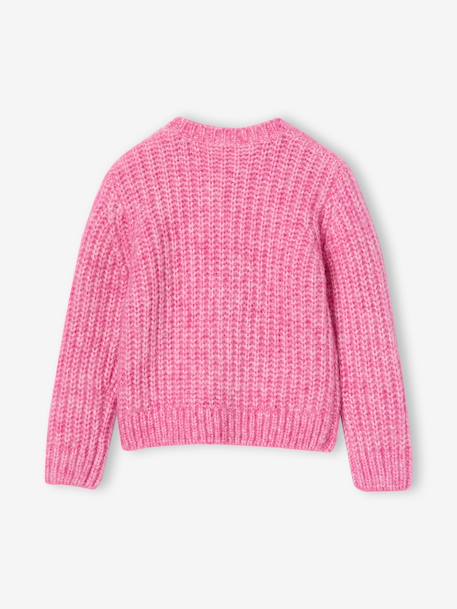 Loose-Fitting Soft Knit Cardigan for Girls marl grey+mint green+petrol blue+purple clover+rose 