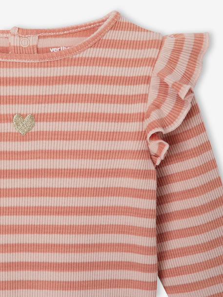 Long-sleeved T-shirt for baby girls rose+vanilla 
