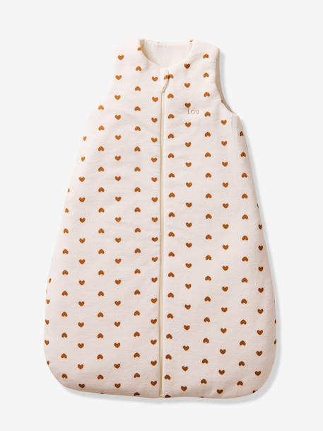 Velour baby sleep bag with removable sleeves ecru 