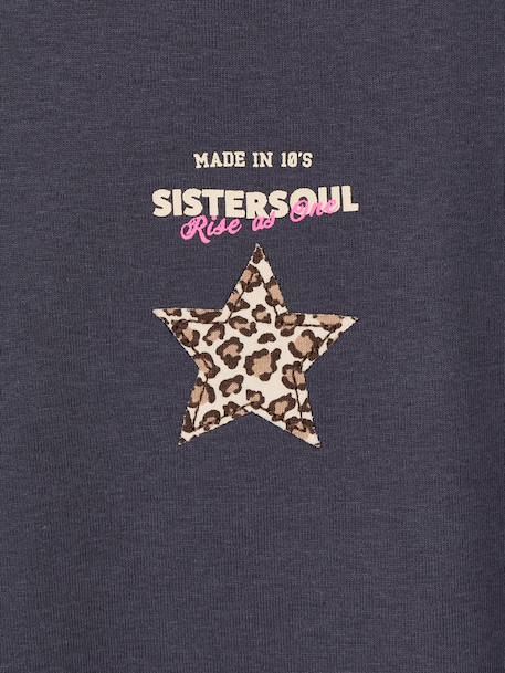 Cropped short-sleeved T-shirt for girls black+ink blue 