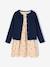 Dress & Jacket Outfit with Floral Print for Girls camel+grey green+navy blue+pale yellow 