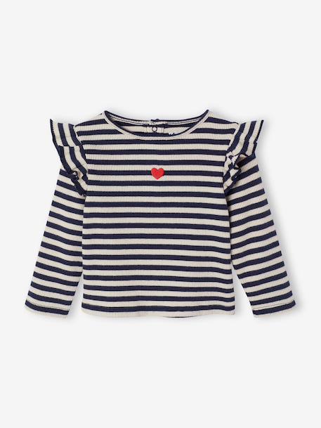 Long-sleeved T-shirt for baby girls rose+vanilla 