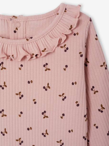 T-shirt for babies printed with little hearts old rose+vanilla 