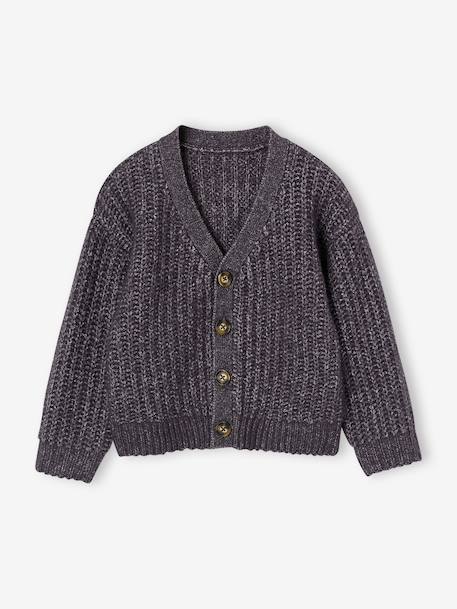 V-neck cardigan for boys slate grey 