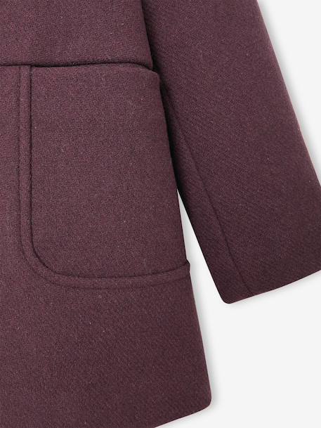Hooded Duffel Coat with Toggles, in Woollen Fabric, for Girls blush+camel+grey green+plum 