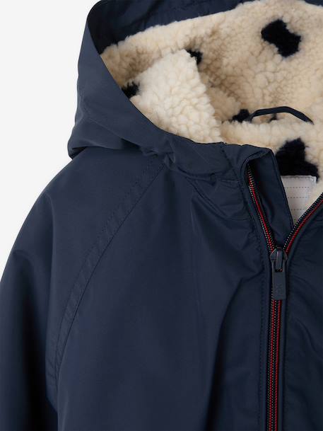 Sherpa-Lined Hooded Windcheater for Girls navy blue+rose 