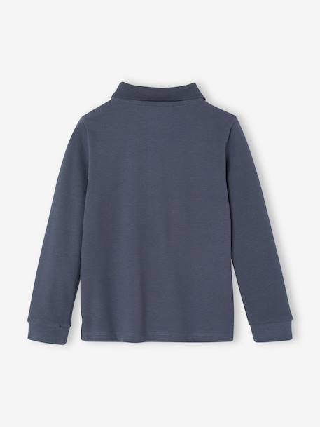 Pack of 2 long-sleeved polo shirts for boys slate blue+white 
