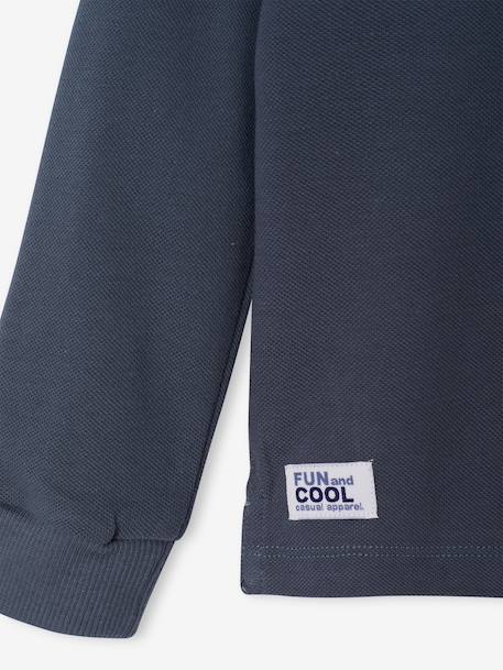 Long-sleeved polo shirts for boys slate blue+white 