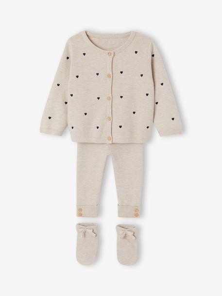 3-piece set for baby girls marl beige 