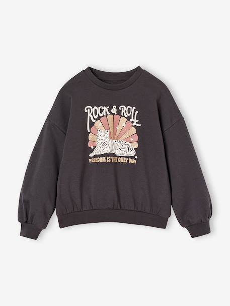 Sweatshirt and trousers set for girls anthracite+ecru 