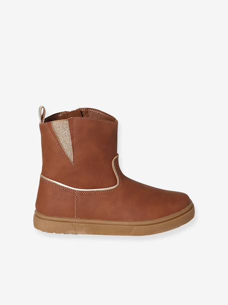 Zip-up boots for girls brown 