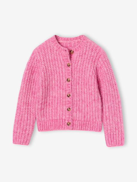 Loose-Fitting Soft Knit Cardigan for Girls marl grey+mint green+petrol blue+purple clover+rose 