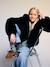 Faux fur jacket for girls black 