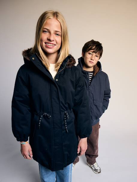 Lined parka for girls black 