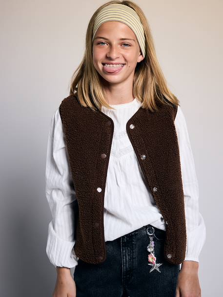Sleeveless jacket black+chocolate+sandy beige 