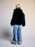 Faux fur jacket for girls black 