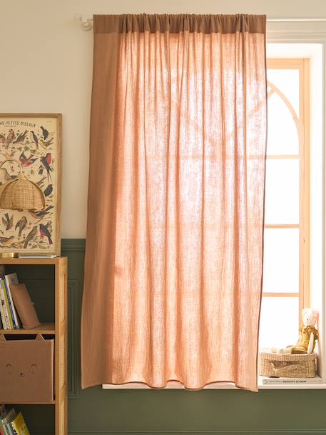 Semi-sheer Rod Pocket Curtain in Cotton Gauze cinnamon+ecru+grey blue+mocha+rose+rosy+sage green+white 