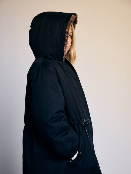 Lined parka for girls black 