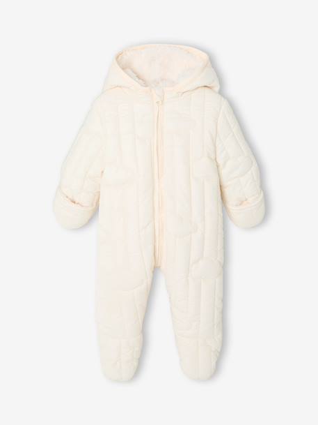 Newborn pramsuit with hood ecru 
