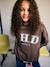 Printed sweatshirt with long sleeves for girls chocolate+grey 