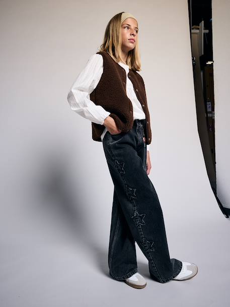 Wide-leg jeans for girls denim grey 