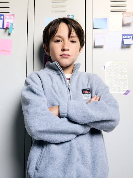 Boys fleece sweatshirt with funnel neck marl grey 