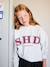 Printed sweatshirt with long sleeves for girls chocolate+grey 