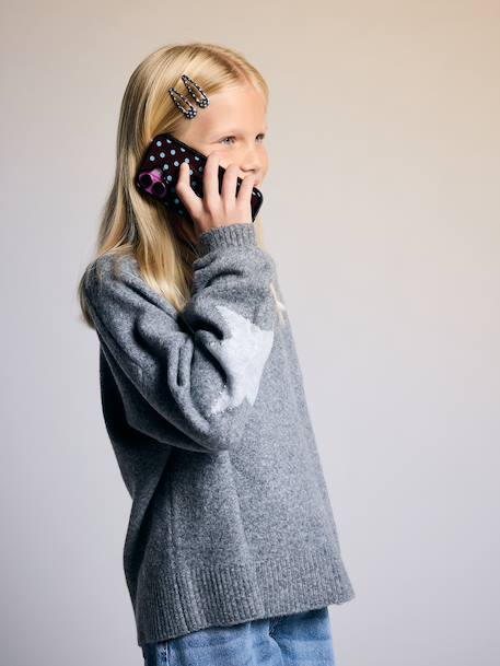 Long-sleeved knit jumper for girls grey 